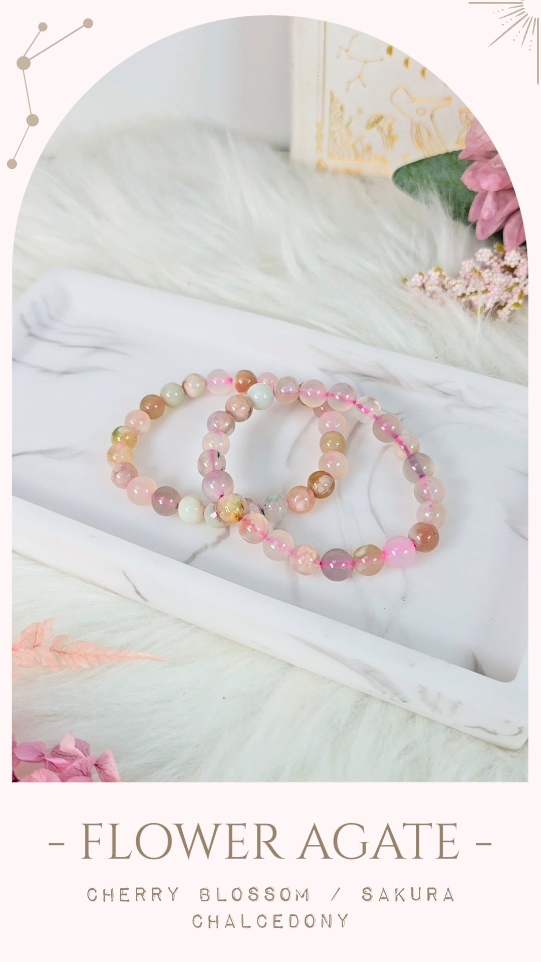 FLOWER AGATE (Sakura / Cherry Blossom Chlacedony) Bracelet