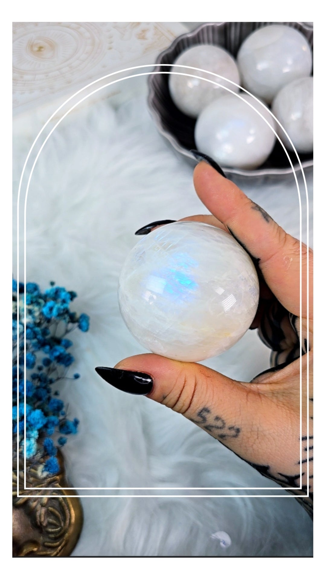 Real White Moonstone Sphere