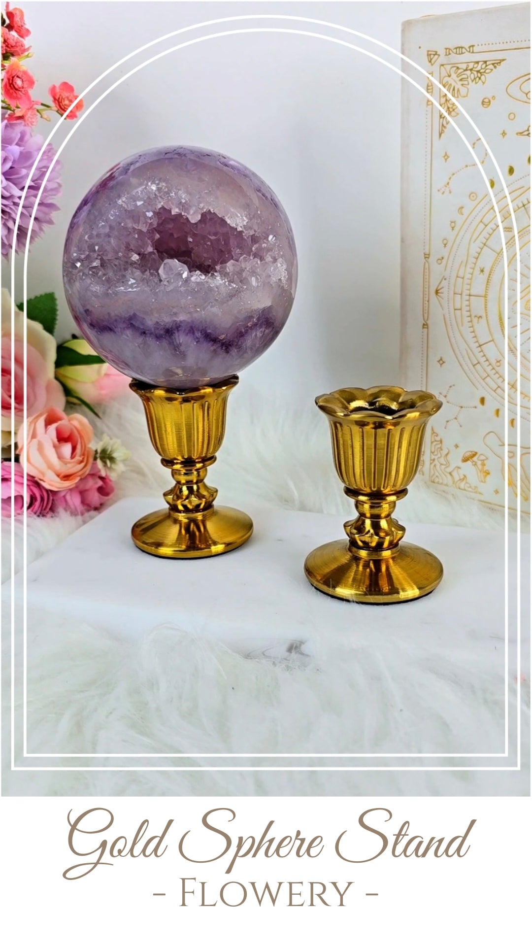 Gold Flowery Sphere Stand