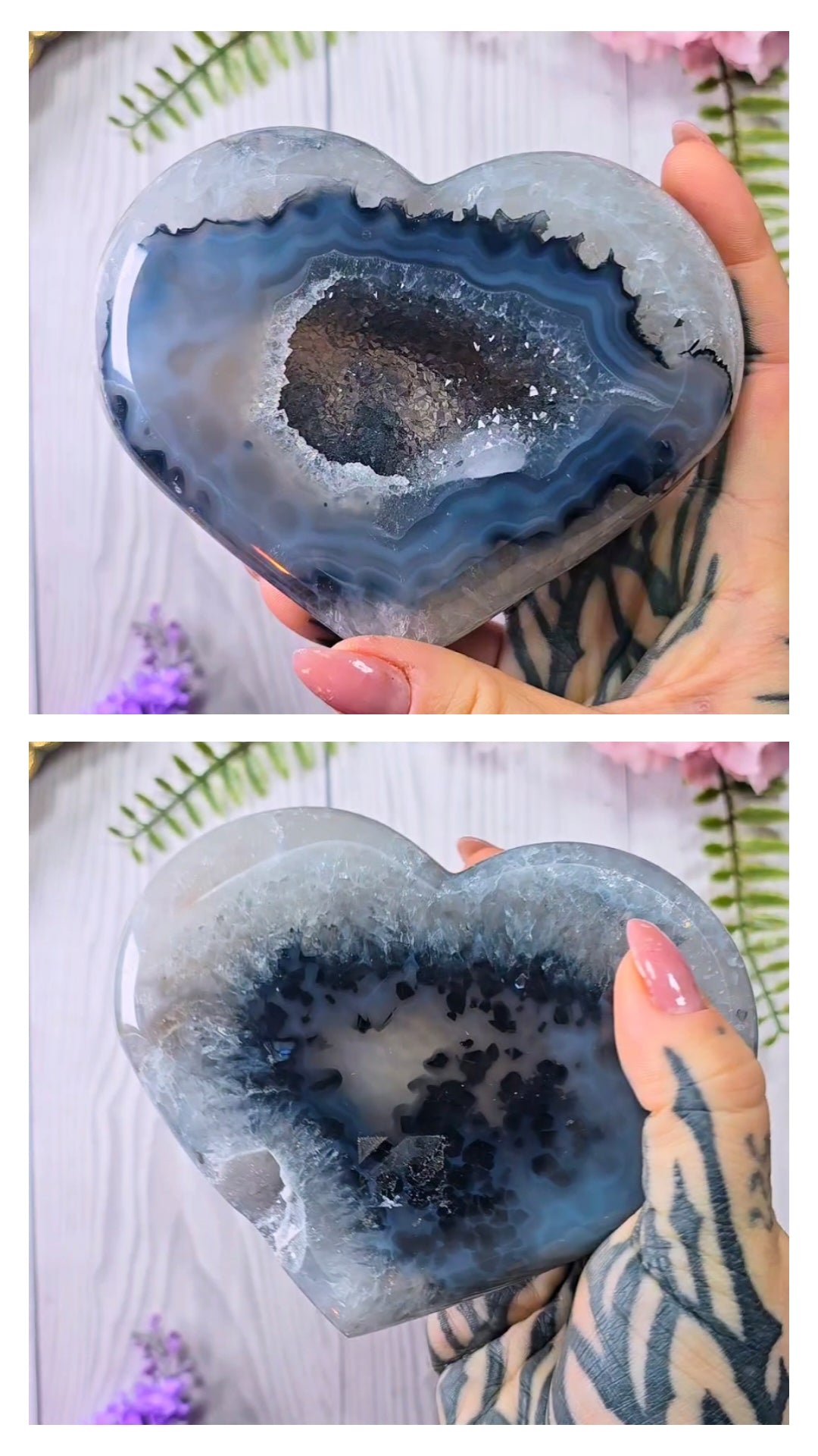Druzy Agate Heart on stand H80