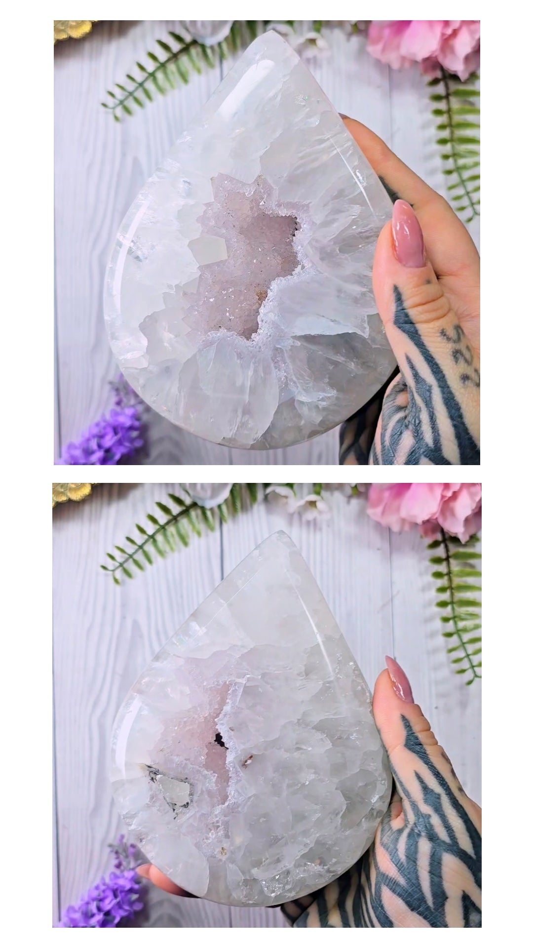 Druzy Quartz Drop on stand D12