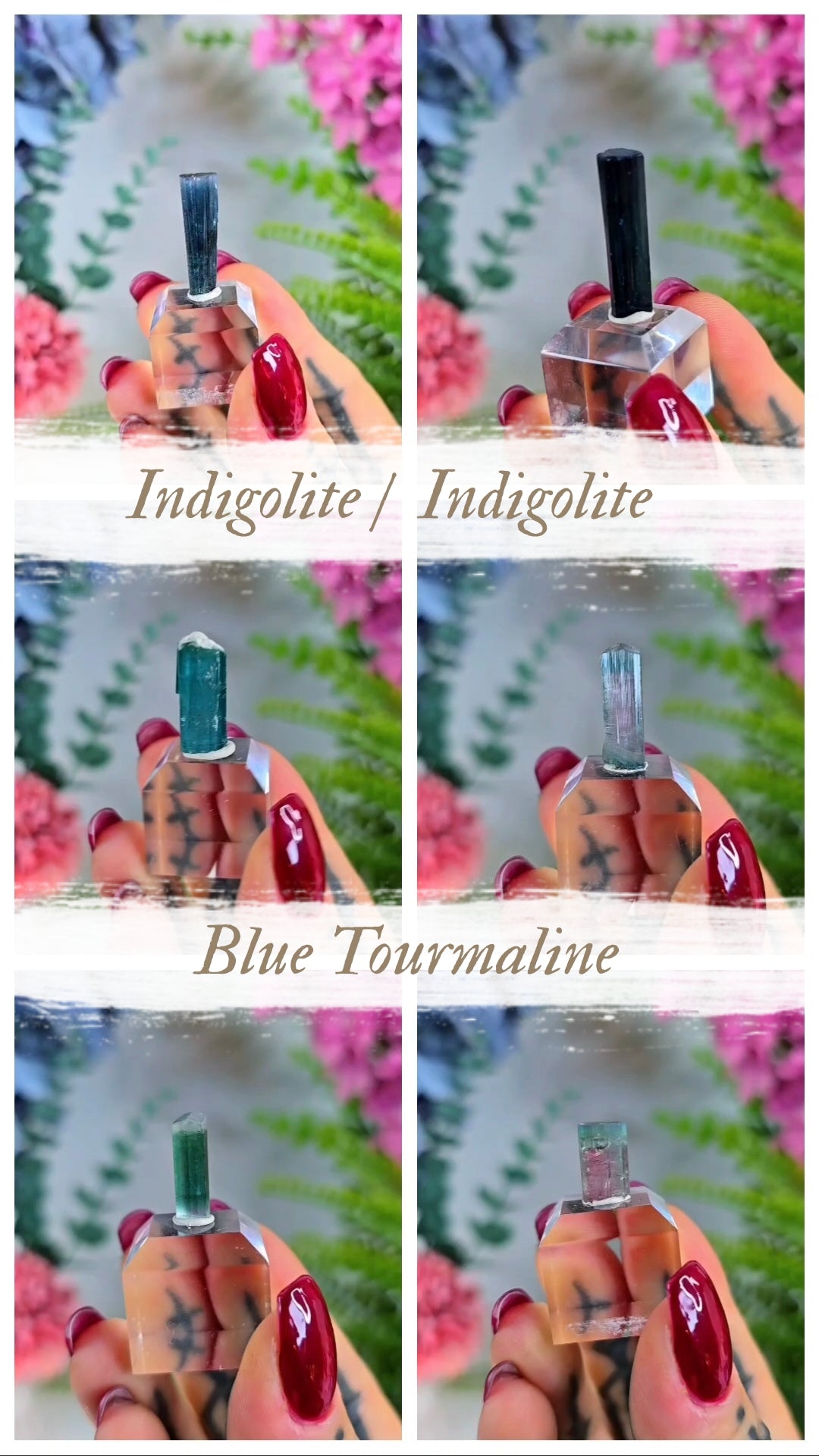 Blue Tourmaline / Indigolite / Indicolite Specimens on Base