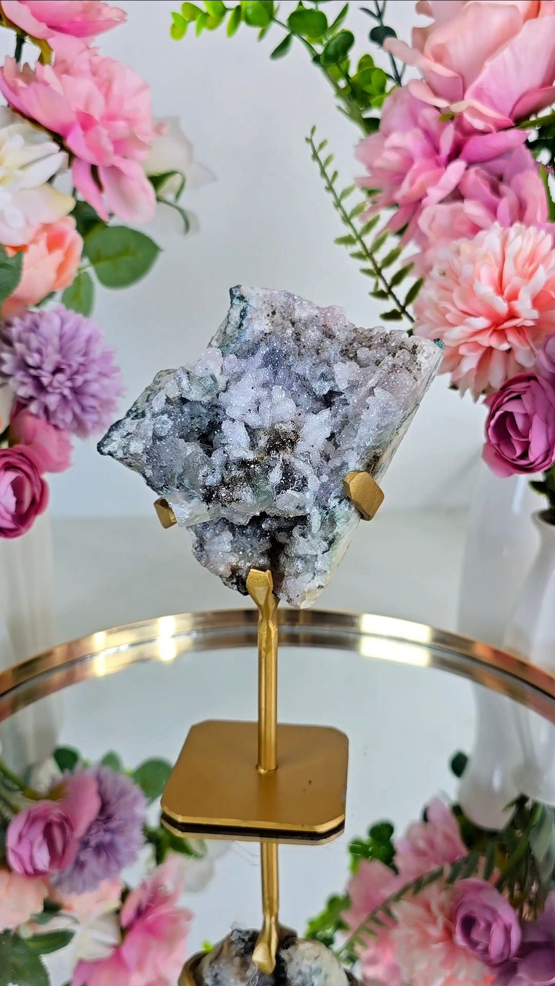 Quartz / Chalcedony Piece on Stand