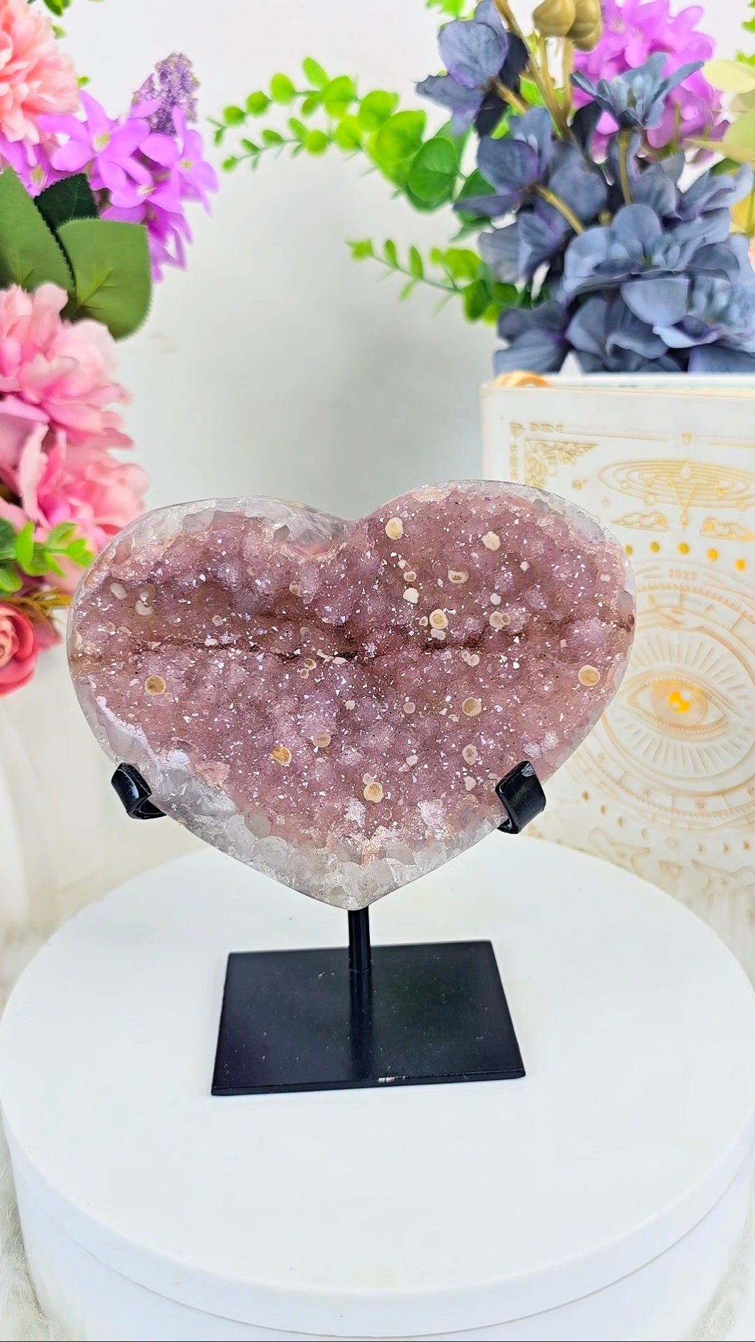Rainbow Amethyst Heart on stand H28