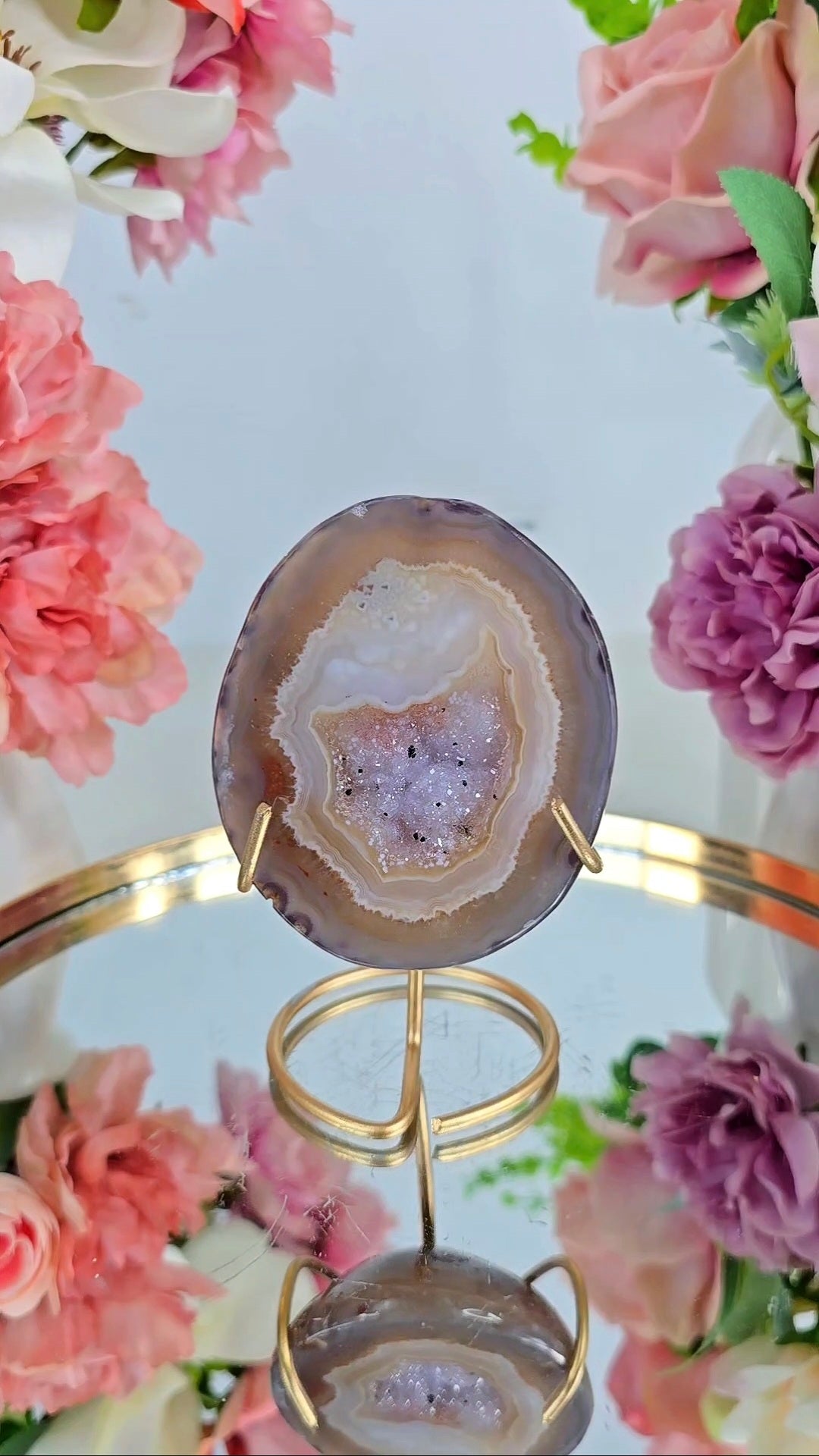 Druzy Agate Geode on Stand