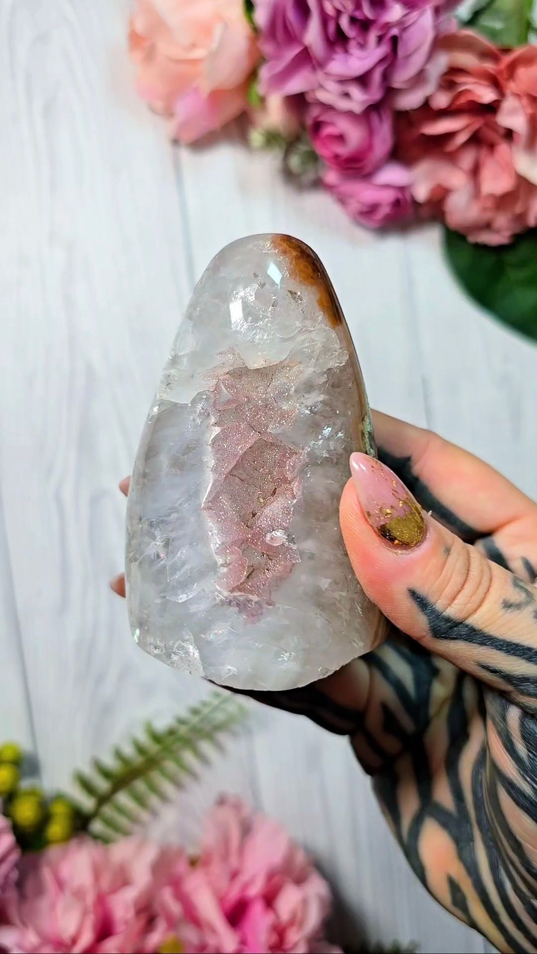Pink Sugary Rainbow Amethyst Cut Base 85