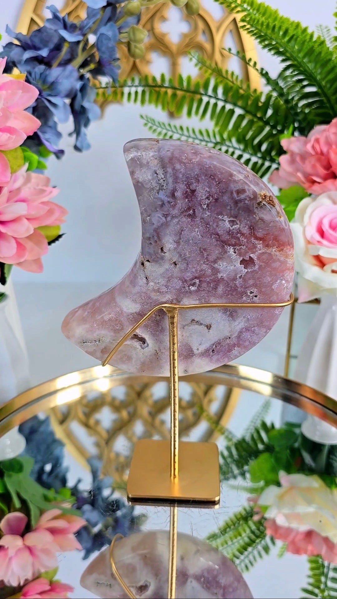 Pink Amethyst Moon on stand CM391
