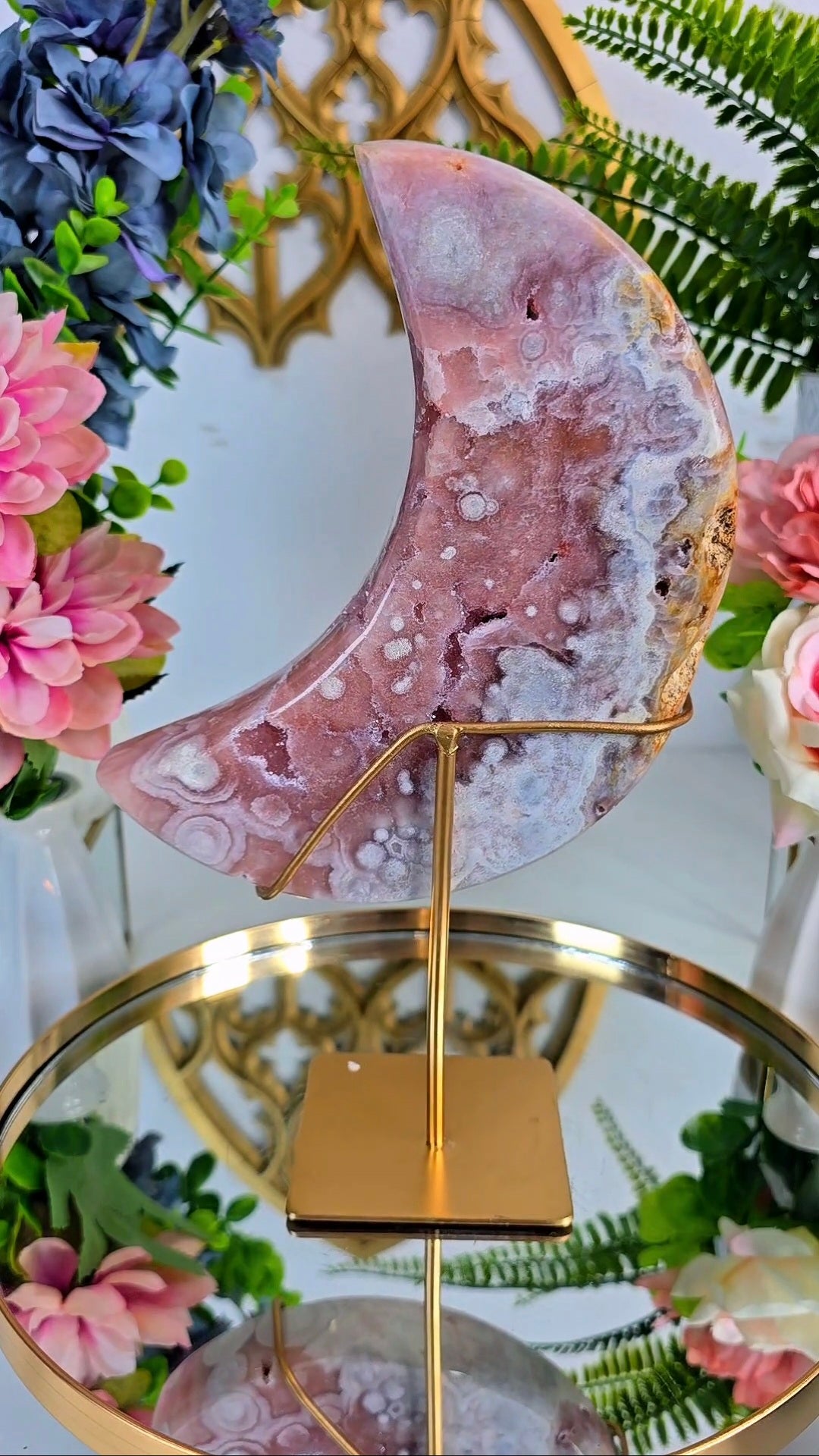 Pink Amethyst Moon on stand CM394