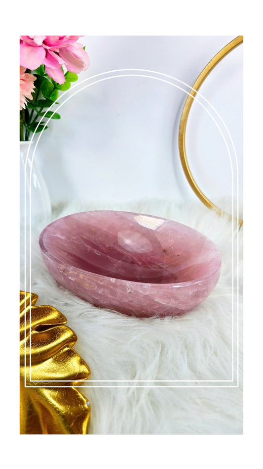 High Quality Rosequartz Bowl oval (medium)