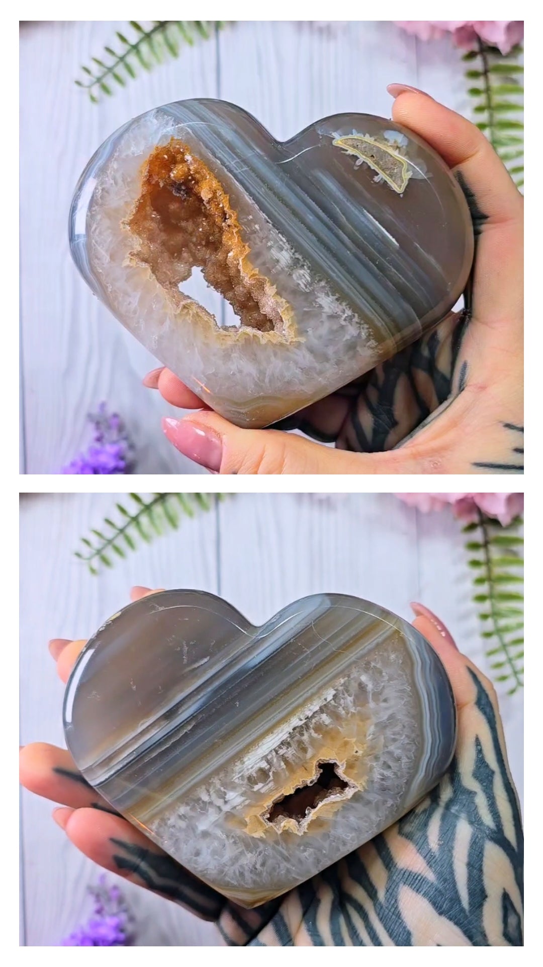 Druzy Agate Heart on stand H77