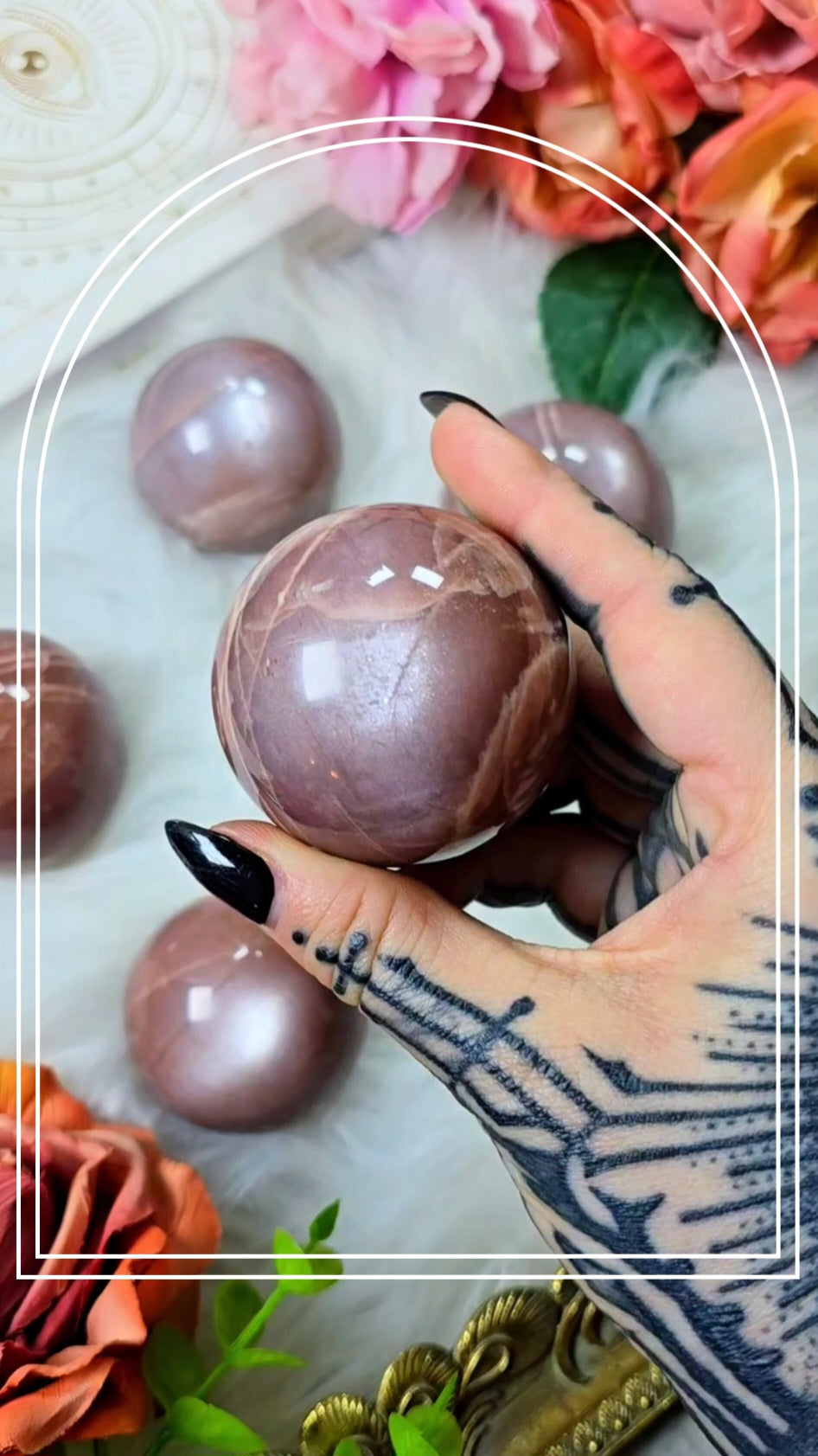 HQ Peach Moonstone Spheres