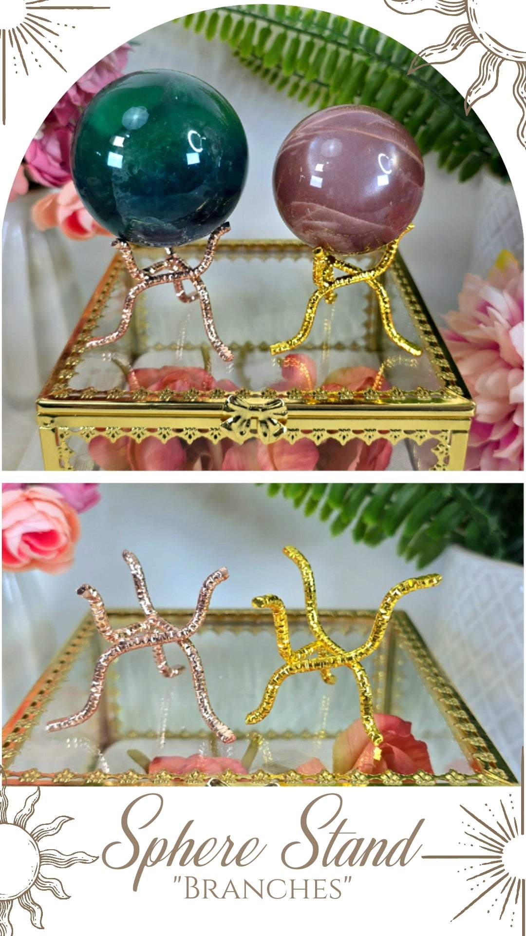 Sphere Stand "Branches" Gold or Rosegold