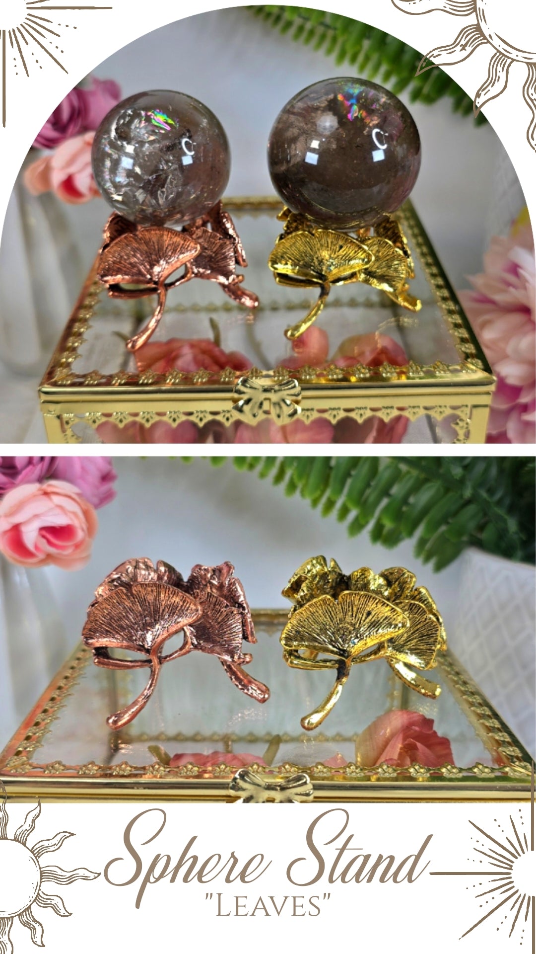 Sphere Stand "Leaves" Gold or Rosegold