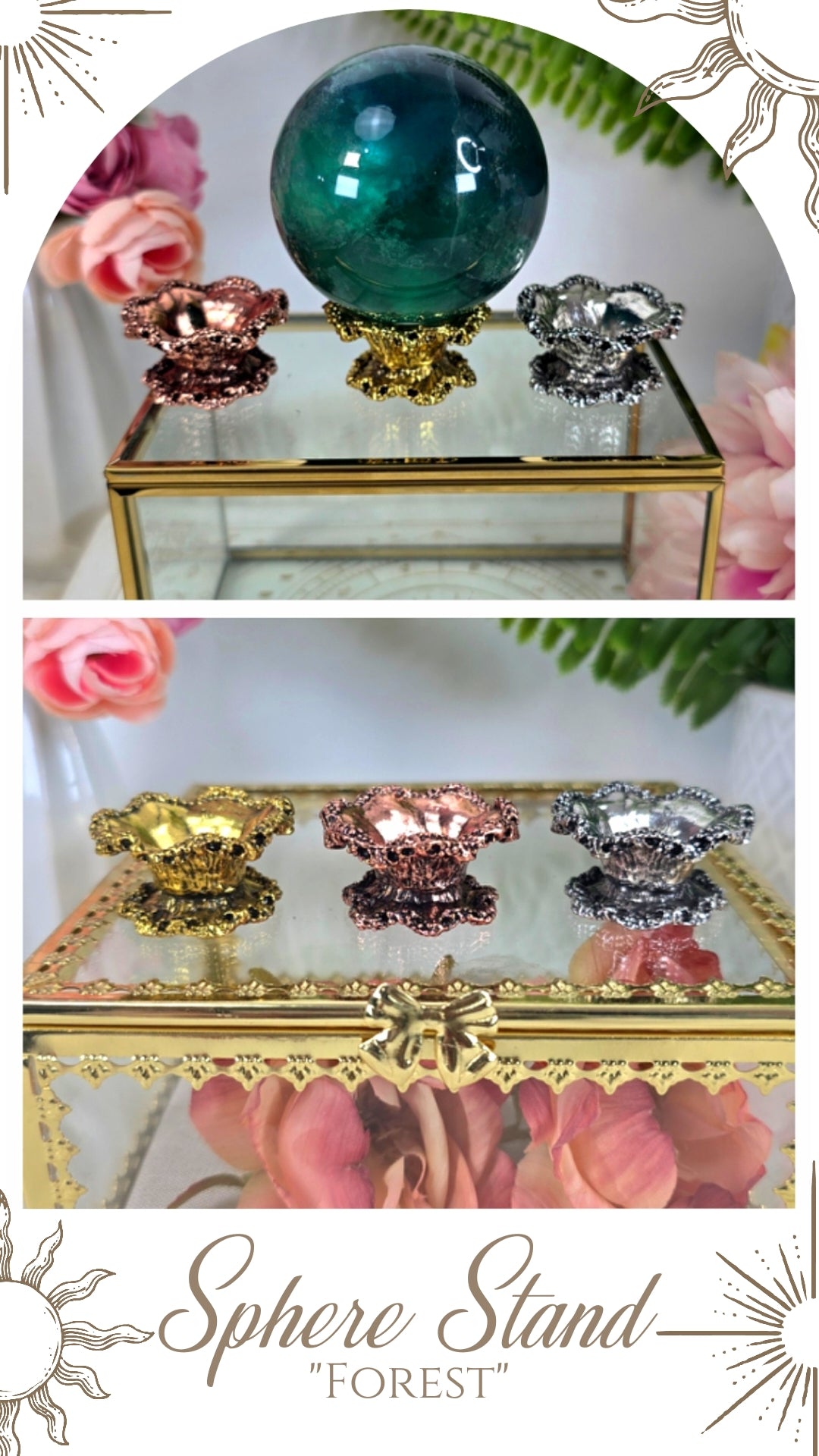 Sphere Stand "Forest" Gold, Rosegold or Silver