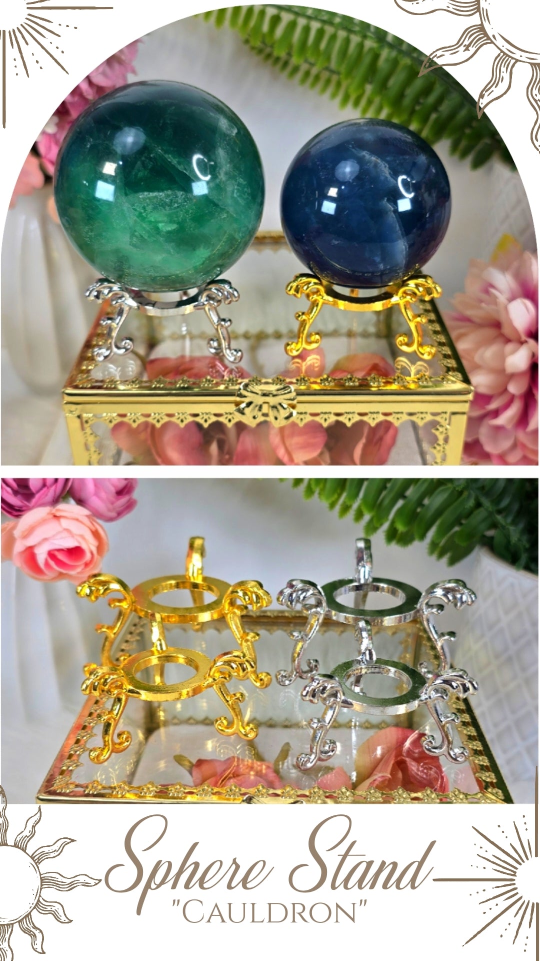 Sphere Stand "Cauldron" Gold or Silver