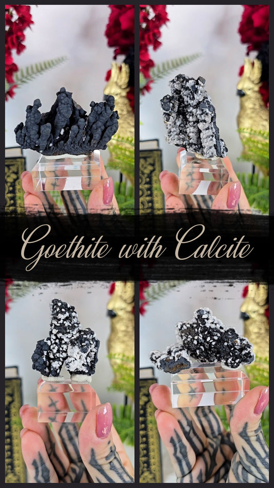 Goethite with Calcite Specimens on Base