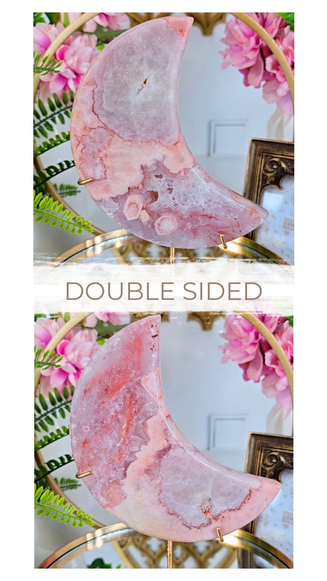 Pink Amethyst Moon on stand CM381