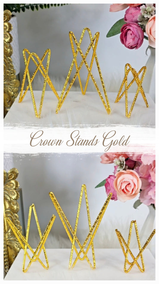 Sphere & Double Terminated Stand "Crown" Gold