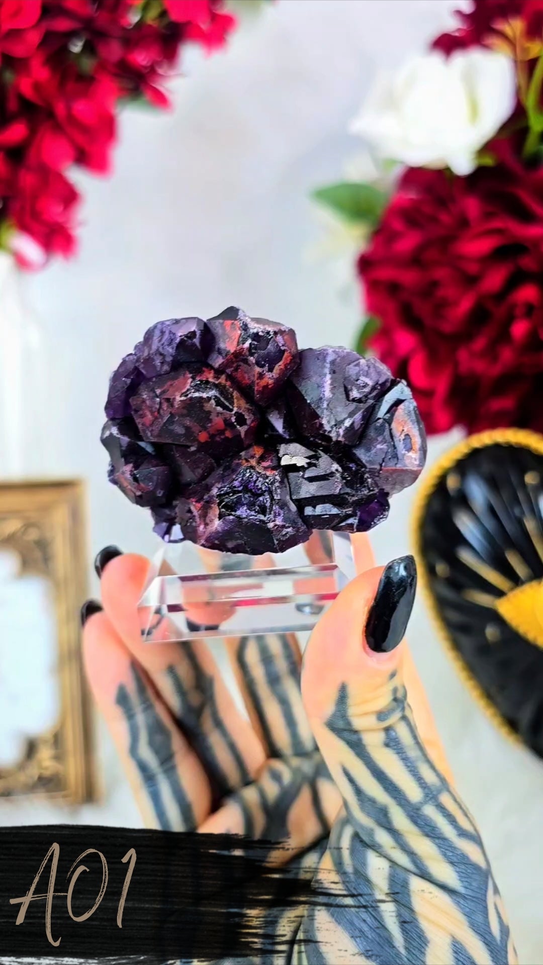 Hematite Alien Amethyst Clusters on Base
