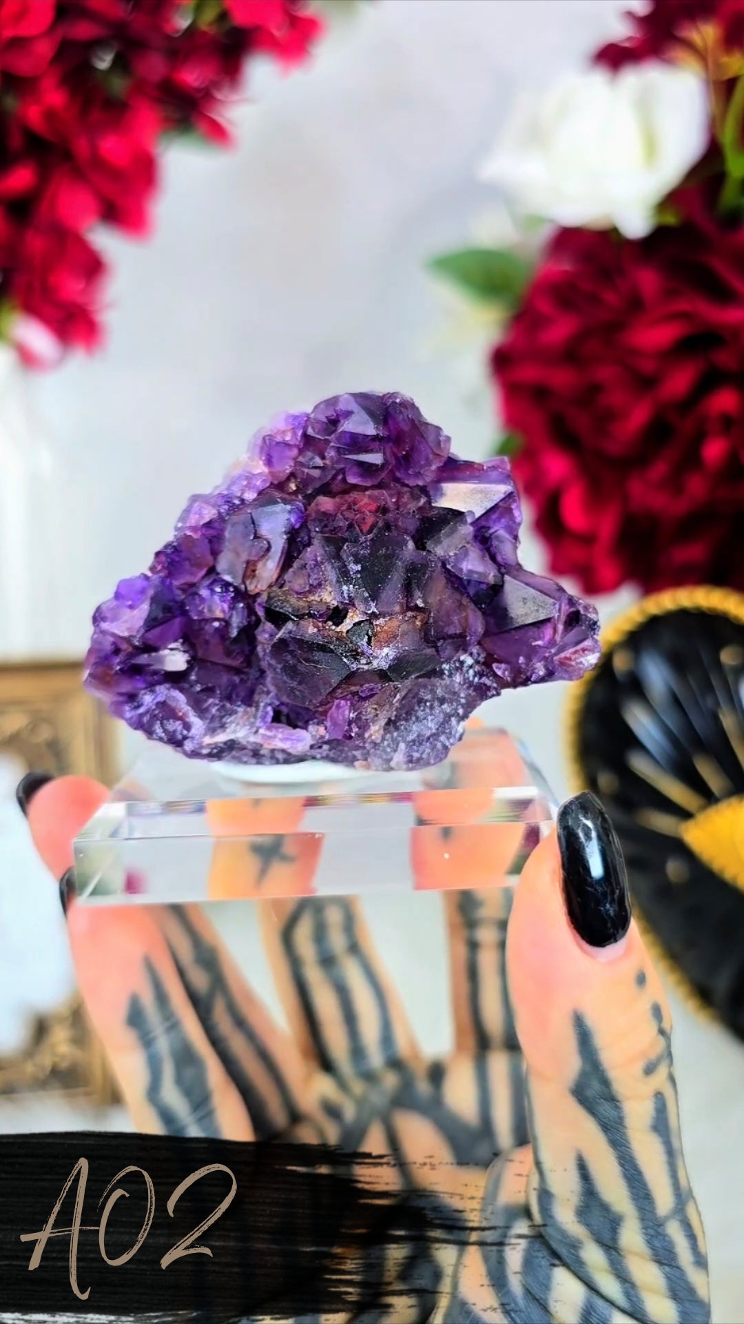 Hematite Alien Amethyst Clusters on Base
