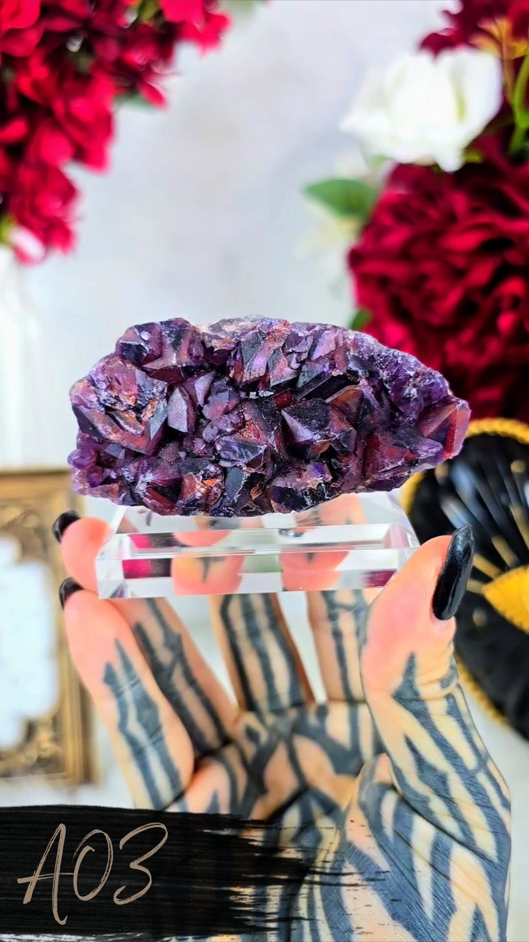 Hematite Alien Amethyst Clusters on Base