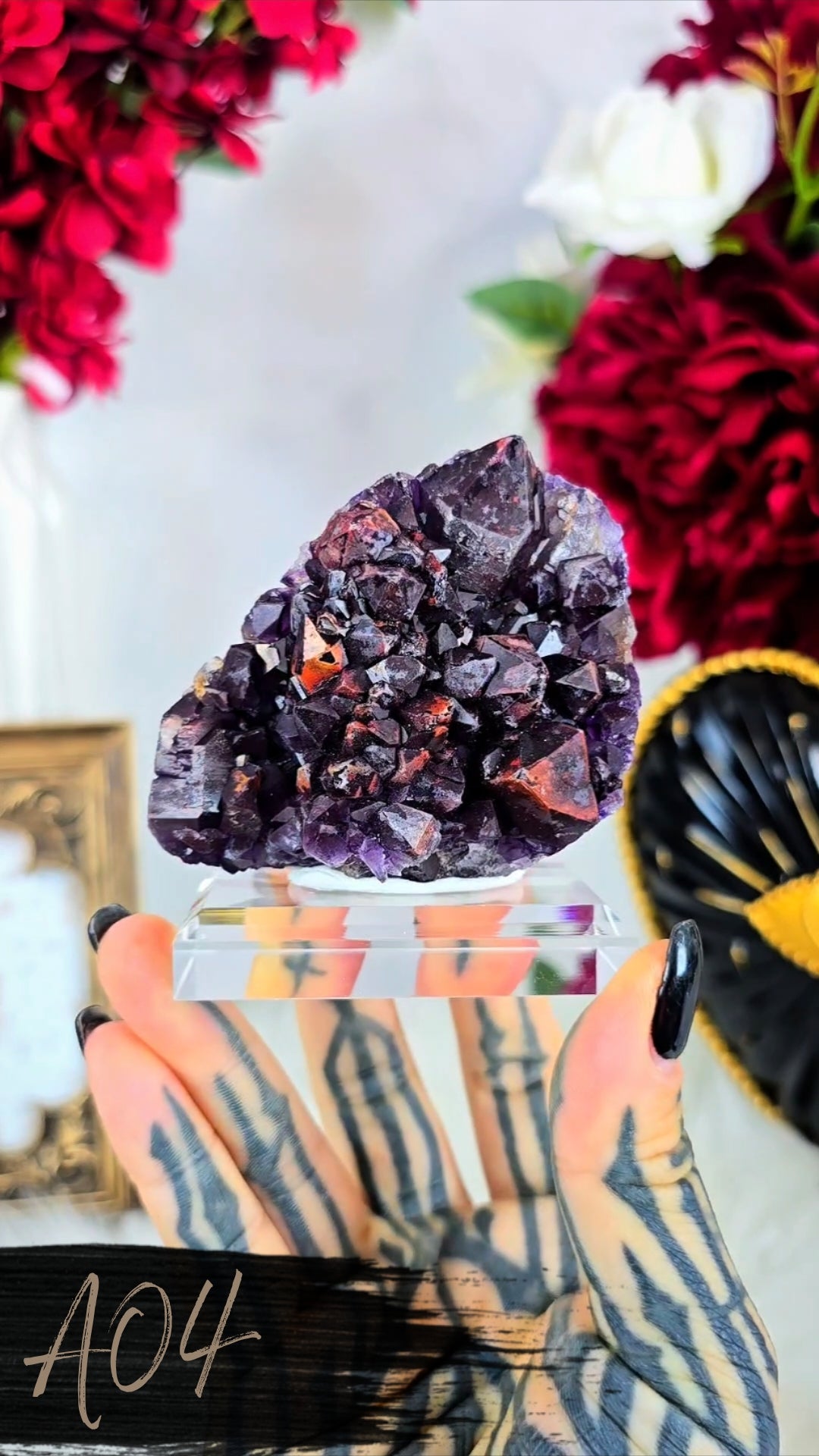 Hematite Alien Amethyst Clusters on Base