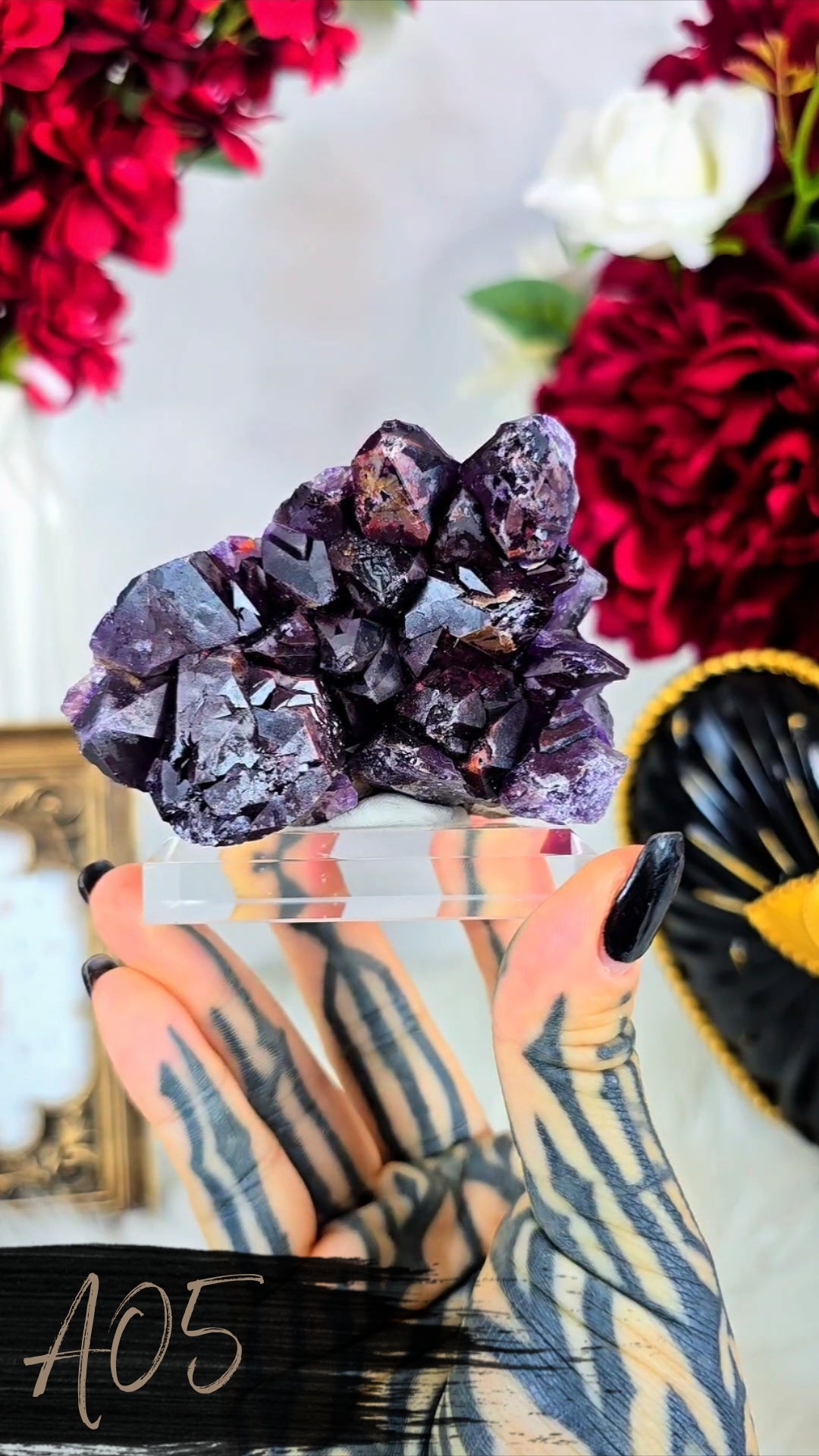 Hematite Alien Amethyst Clusters on Base