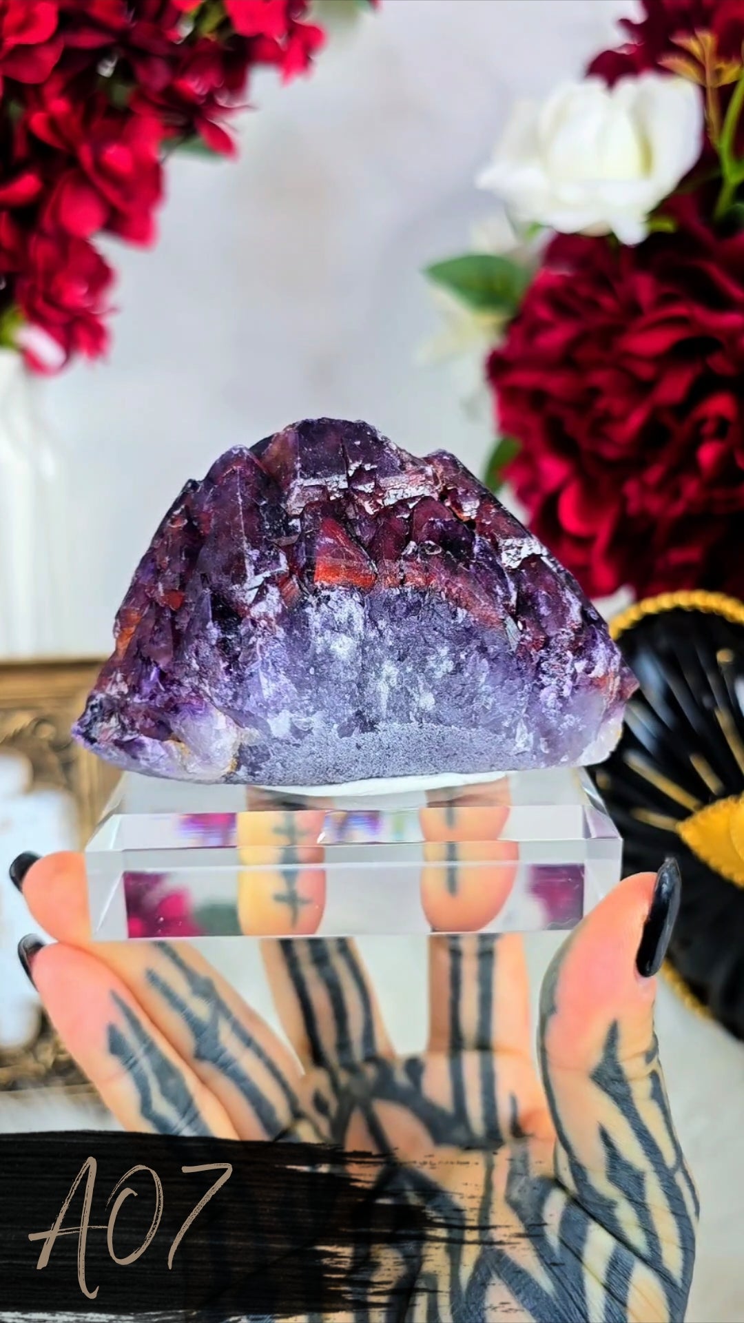 Hematite Alien Amethyst Clusters on Base
