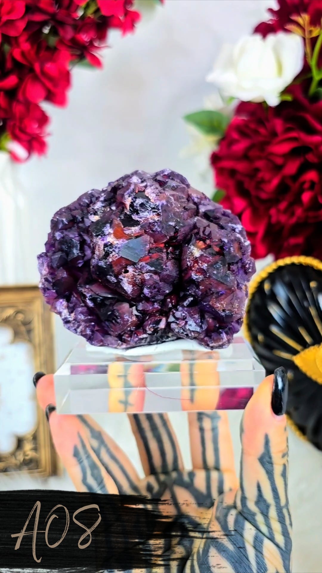Hematite Alien Amethyst Clusters on Base