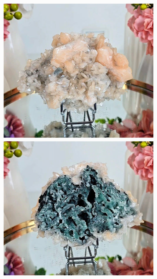 Double Sided Stillbite/ Apophyllite & Chalcedony Piece