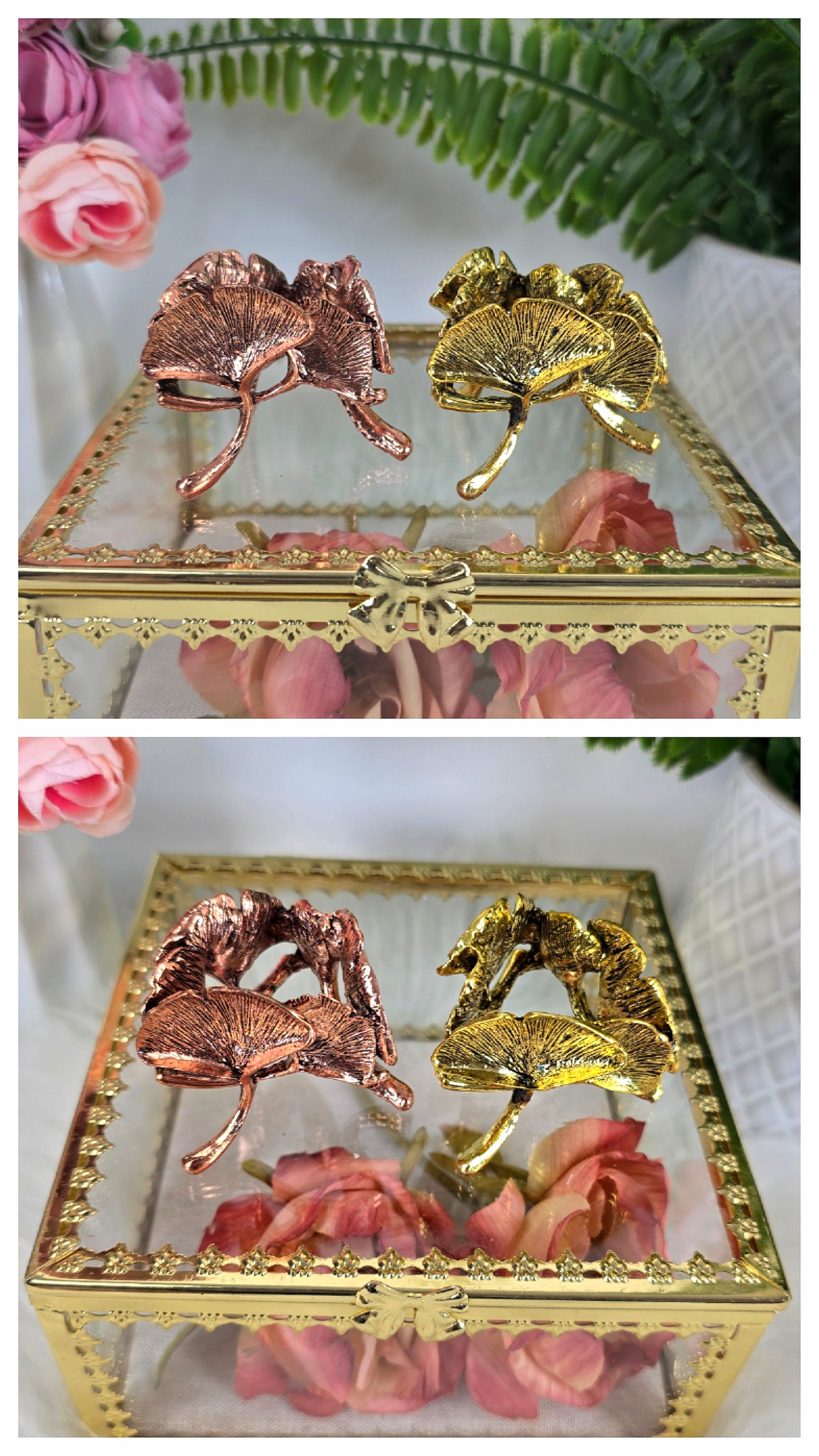 Sphere Stand "Leaves" Gold or Rosegold