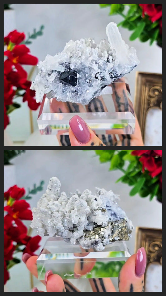 Double Sided Sphalerite with Pyrite Quartz and dolomite