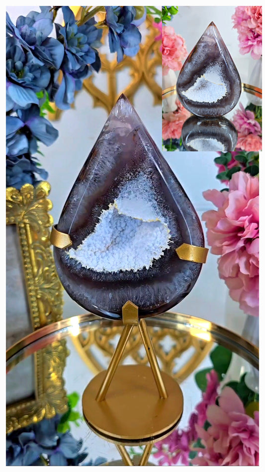 Druzy Agate Drop on Stand or Freestanding 03