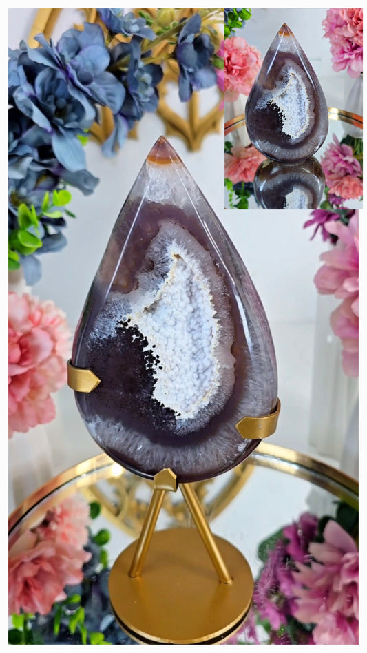 Druzy Agate Drop on Stand or Freestanding 04