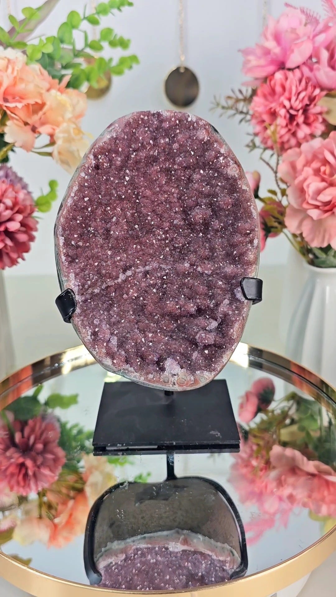 Big Red Rainbow Amethyst on Stand