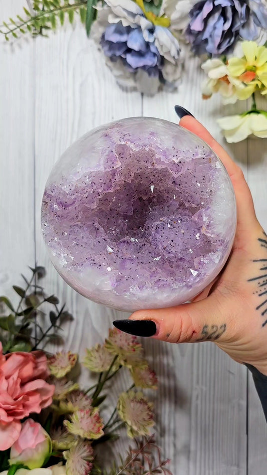 Druzy Amethyst Sphere with chlorite quartz CS74