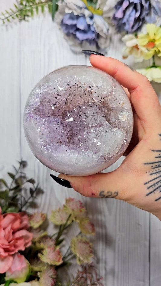 Druzy Amethyst Sphere with chlorite quartz CS75