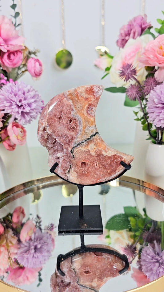 Pink Amethyst Moon on stand CM05