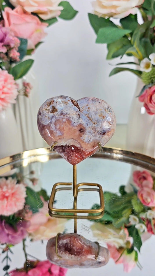 Pink Amethyst Heart on stand H79