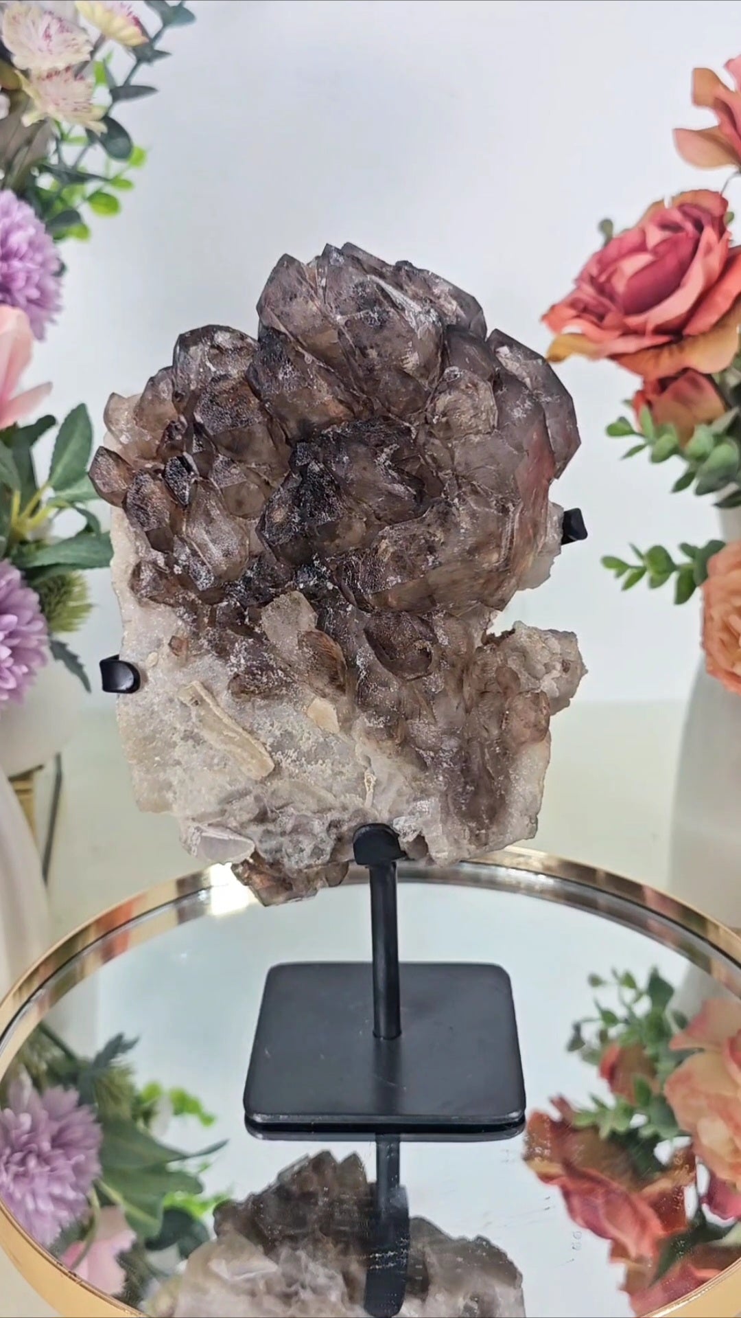 Big Elestial Smoky Quartz on Stand