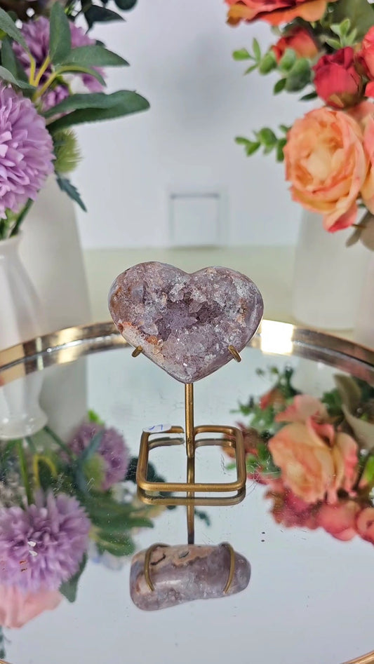 Pink Amethyst Heart on stand H97