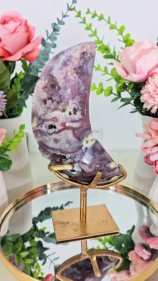 Pink Amethyst Moon on stand CM30