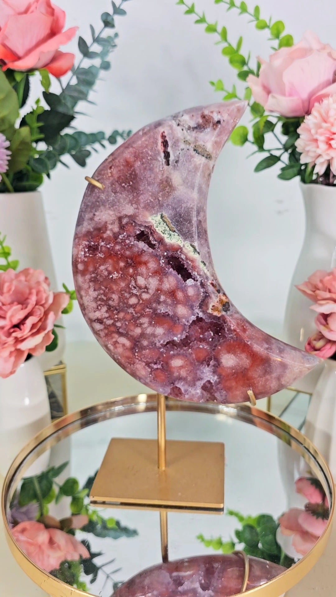 Pink Amethyst Moon on stand CM42