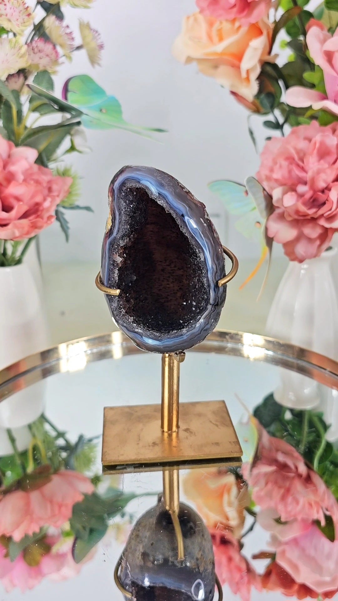 Agate Geode on Stand