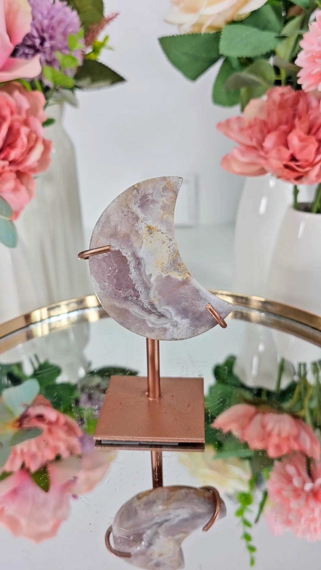 Pink Amethyst Moon on stand CM60