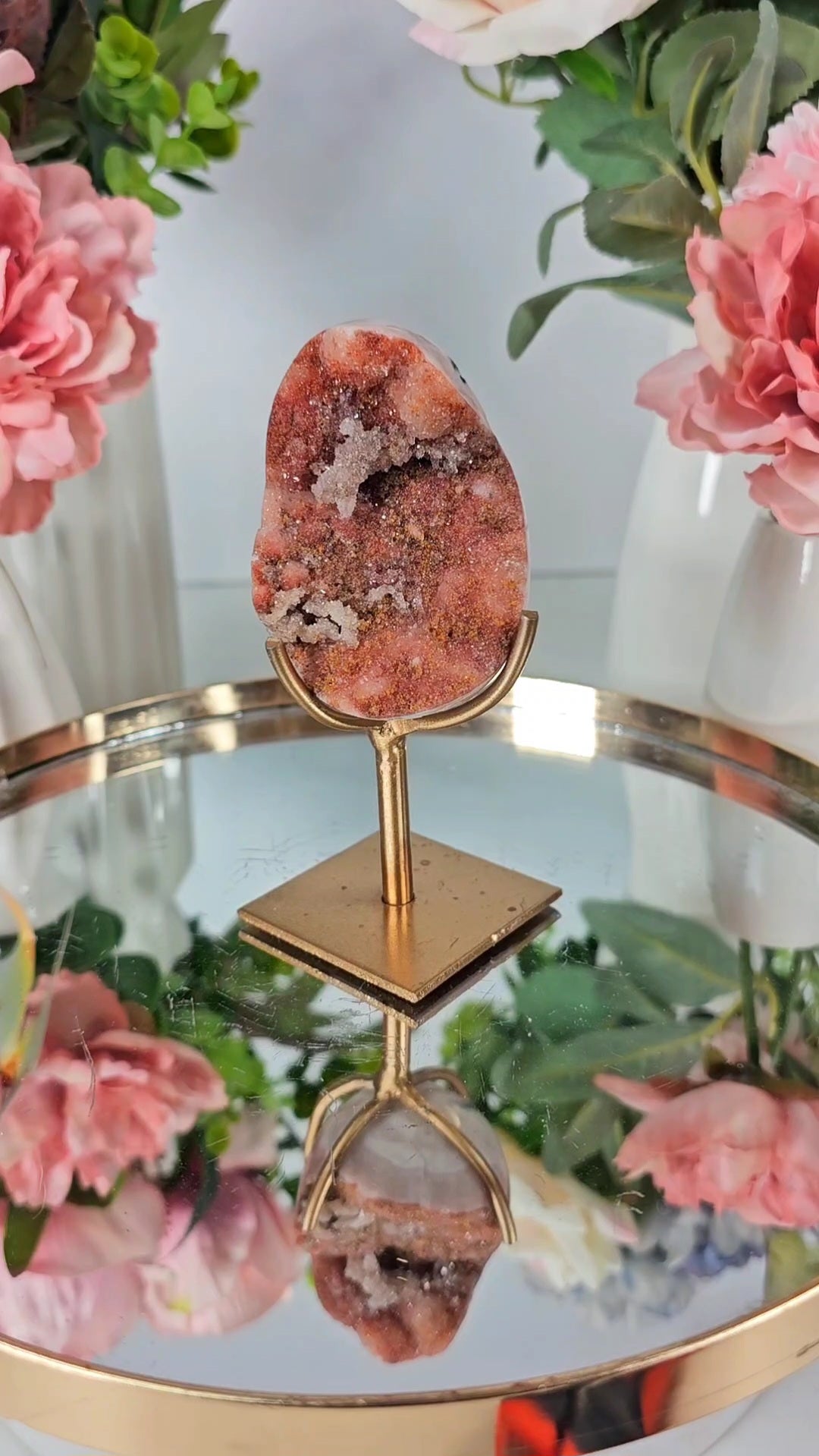 Pink Amethyst Egg on stand CE11