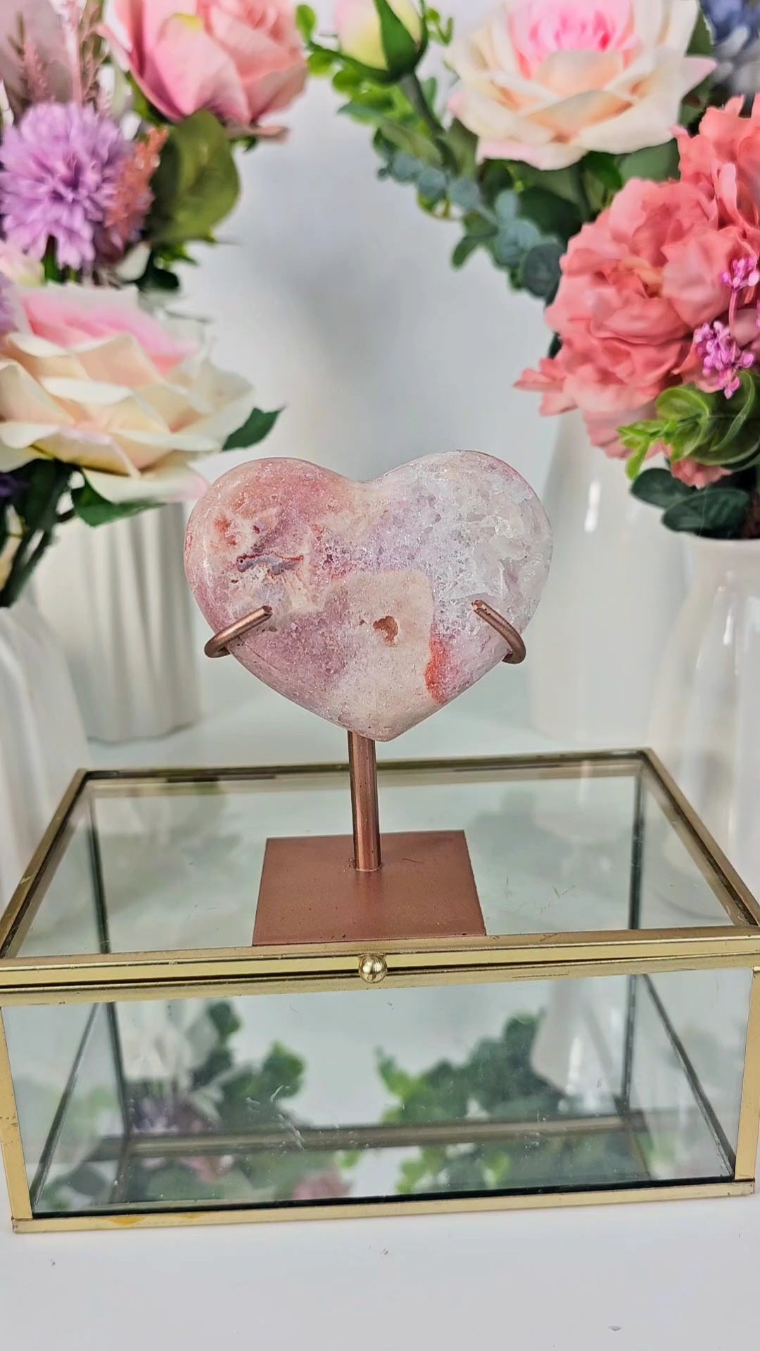 Pink Amethyst Heart on stand H130