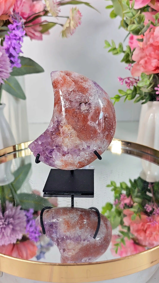 Pink Amethyst Moon on stand CM68