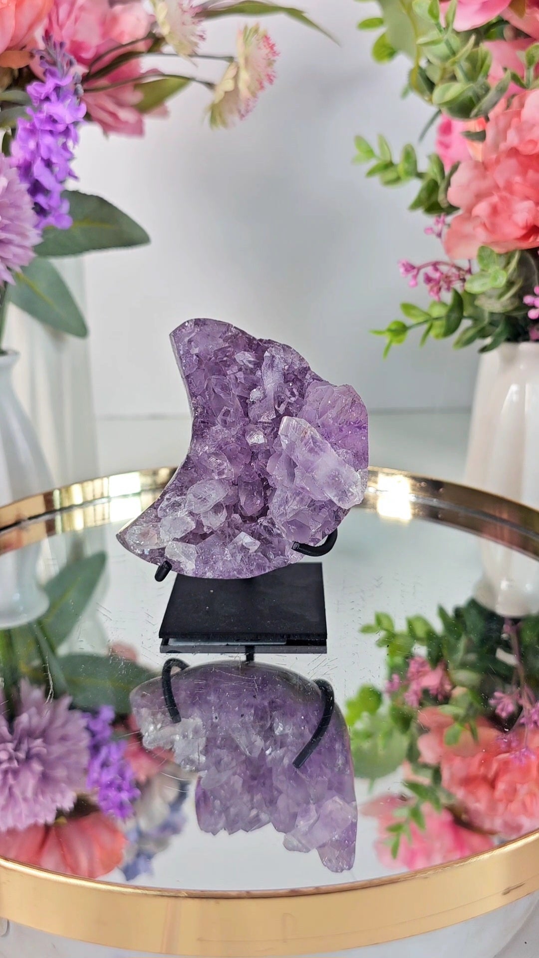 Pink Amethyst Moon on stand CM69