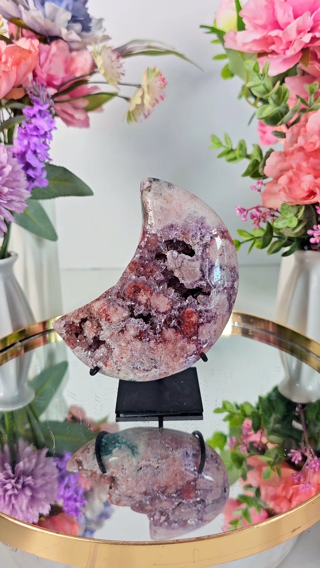 Pink Amethyst Moon on stand CM73